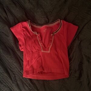 Urban Outfitters Red Ribbed Crop Top